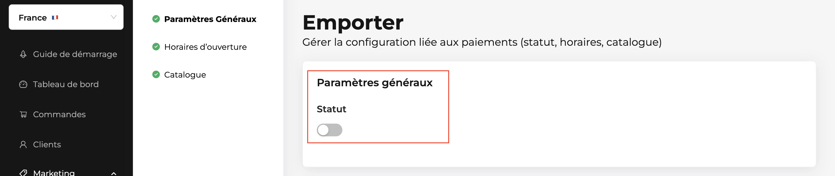 Activation du canal de vente